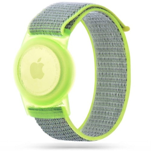 Image of Tech-protect etui z paskiem dla dzieci Apple AirTag, limonkowe