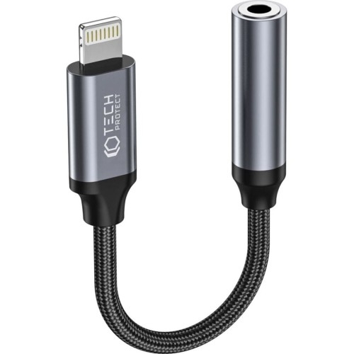 Image of Kabel / adapter Tech-Protect UltraBoost przejściówka do słuchawek Lightning na Mini Jack 3.5mm, czarny