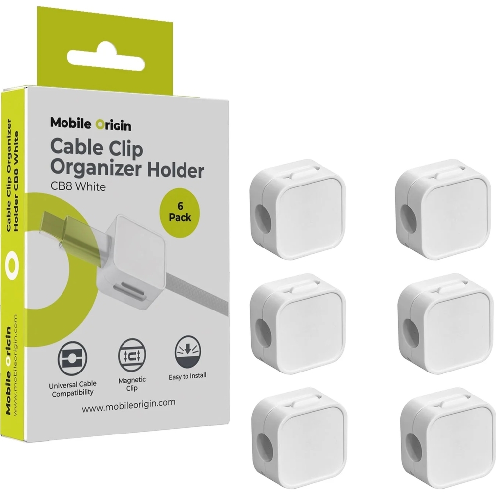 Organizer do kabli magnetyczny, Mobile Origin CB8, 6 sztuk, biały