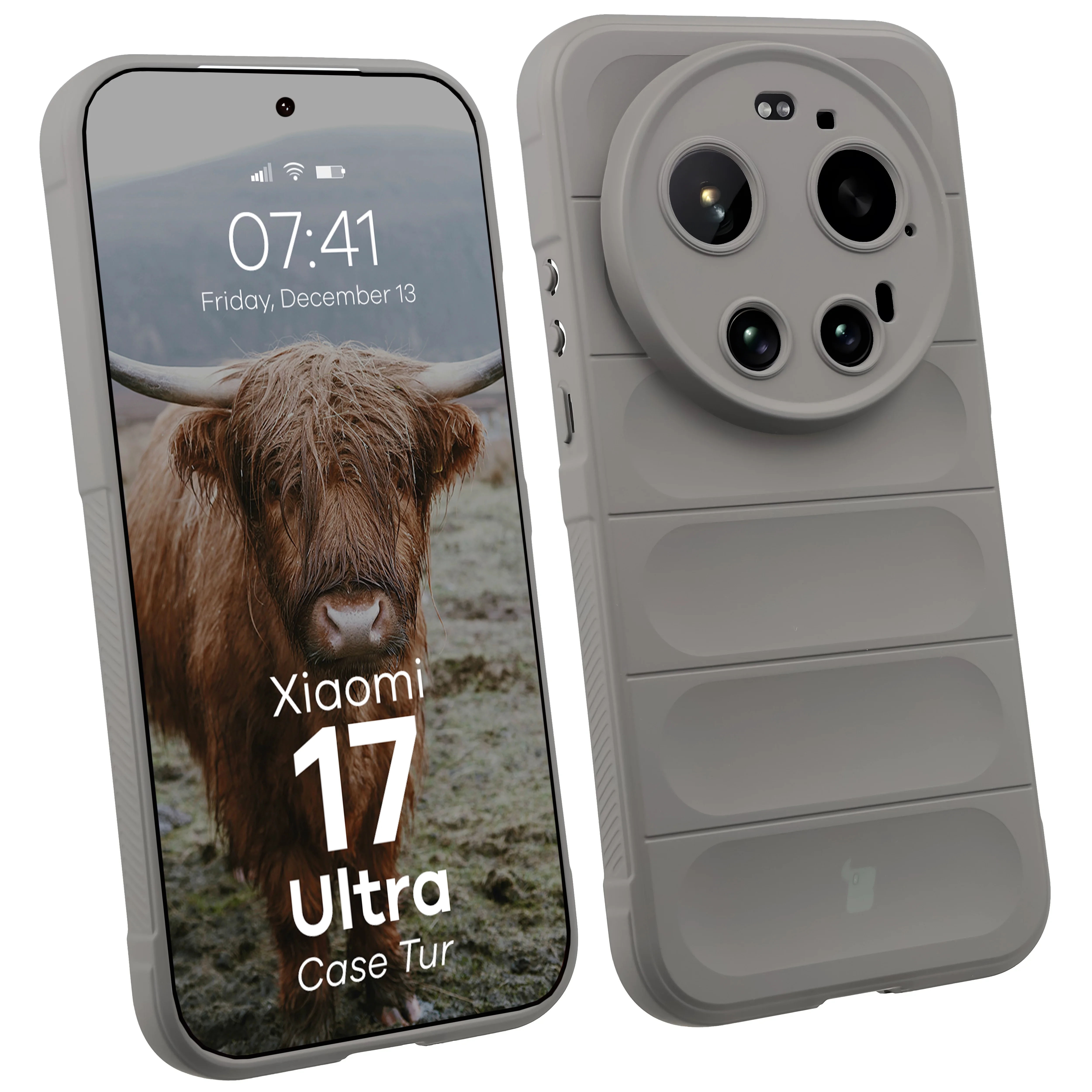 Pancerne etui Bizon Case Tur do Xiaomi 17 Ultra, jasnoszare