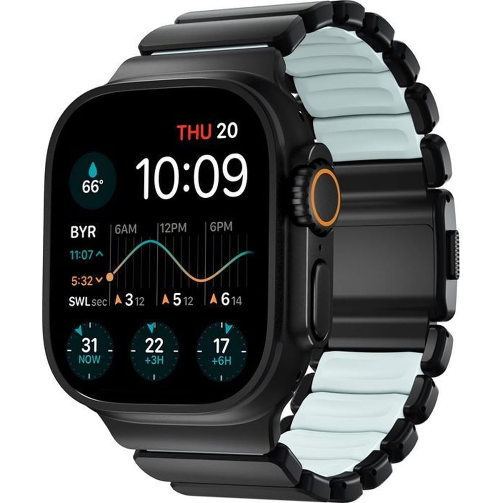 OUTLET: Pasek Nomad Stratos Band do Apple Watch 49/46/45/44 mm, czarny tytan z niebieskim akcentem