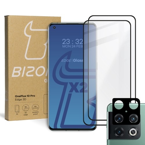 Image of 2x Szkło + szybka na aparat BIZON Edge 3D do OnePlus 10 Pro