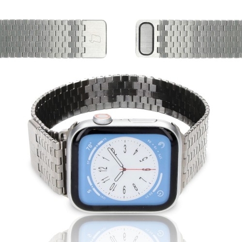 Image of Pasek ze stali nierdzewnej Bizon Strap Watch Titanium do Apple Watch 44/45/46/49mm, srebrny