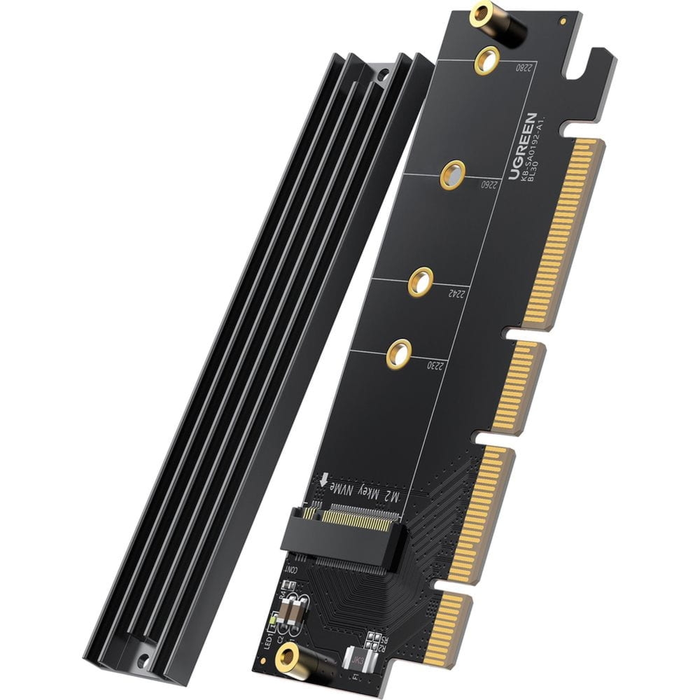 OUTLET: Ugreen karta rozszerzeń, adapter PCIe 4.0 x16 do M.2 NVMe M-Key, czarna
