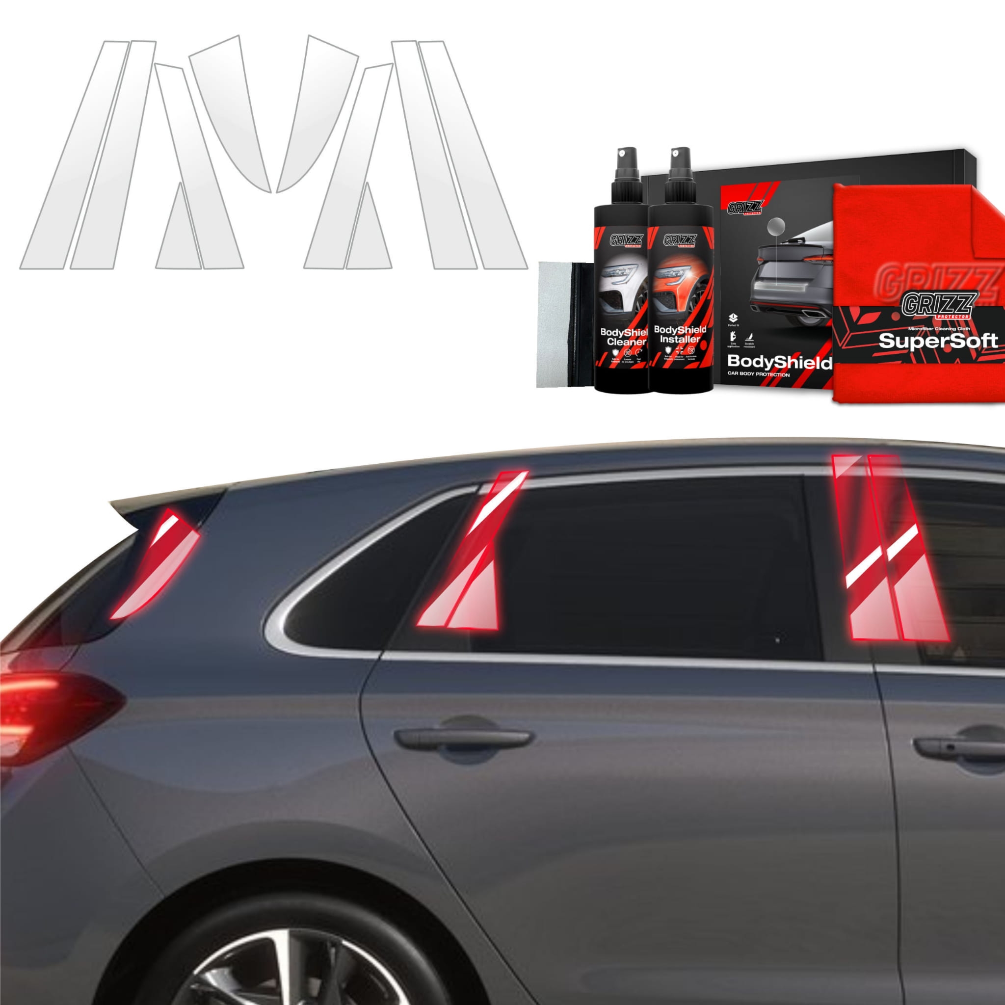 10w1 Folia ochronna Grizz Protector na słupki do Hyundai i30 Hatchback (2020-2026)