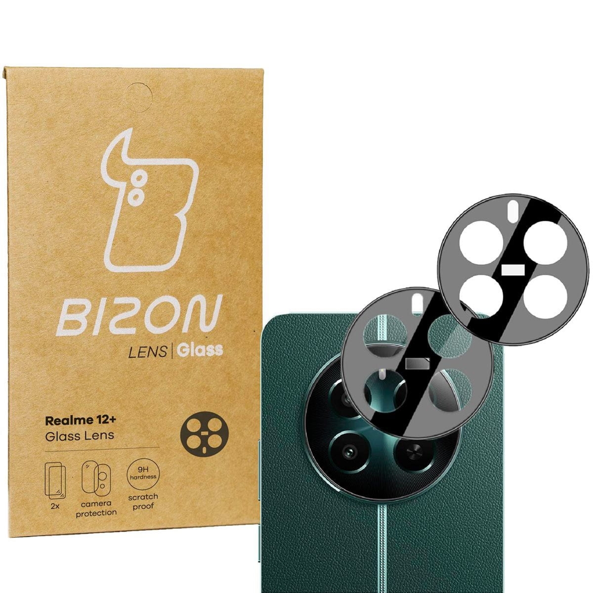 Szkło na aparat Bizon Glass Silk Lens do Realme 12+, 2 sztuki