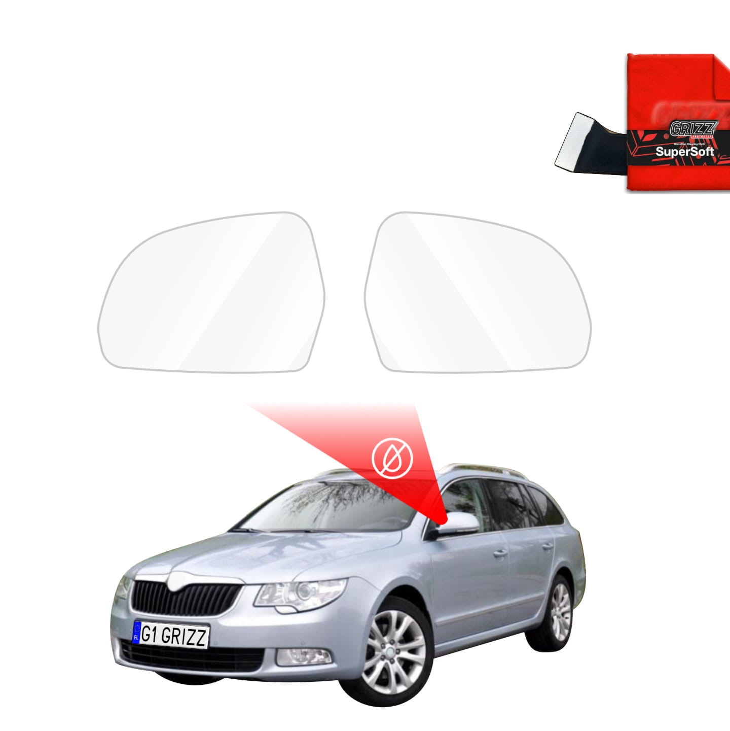 Folia przeciwdeszczowa Grizz Protector na lusterka do Skoda Superb 2 Kombi (2009-2013)