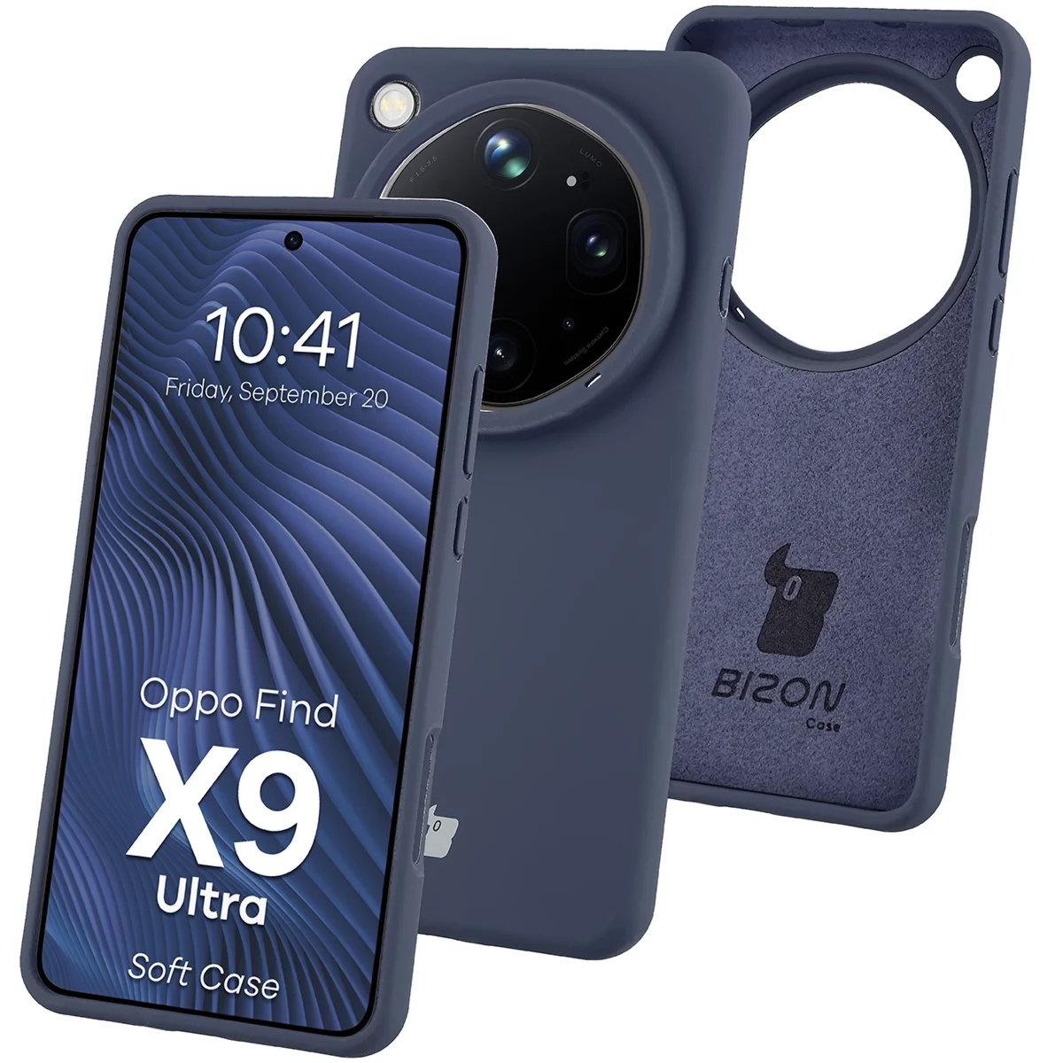 Silikonowe etui Bizon Soft Case do Oppo Find X9 Ultra, ciemnoniebieskie
