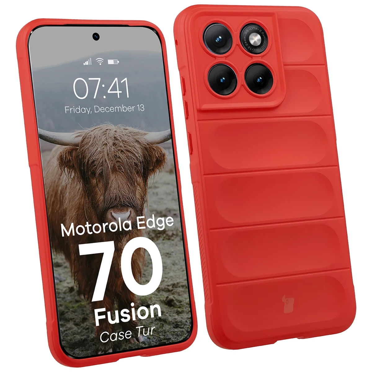 Pancerne etui Bizon Case Tur do Motorola Edge 70 Fusion, czerwone