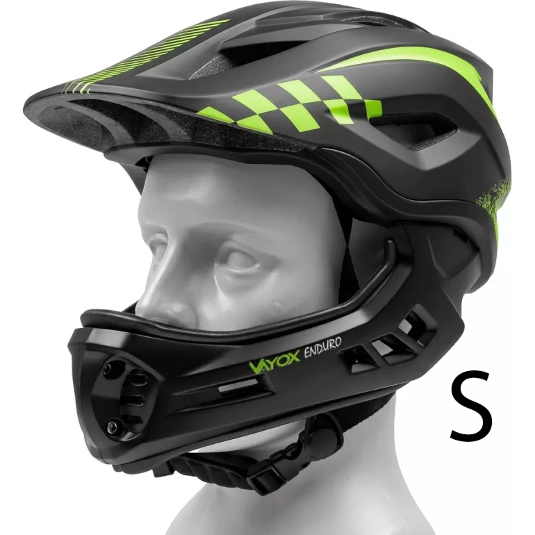 Kask rowerowy Vayox Enduro z odpinaną szczęką VA0421BS 48-52 cm, Rozmiar S, czarny