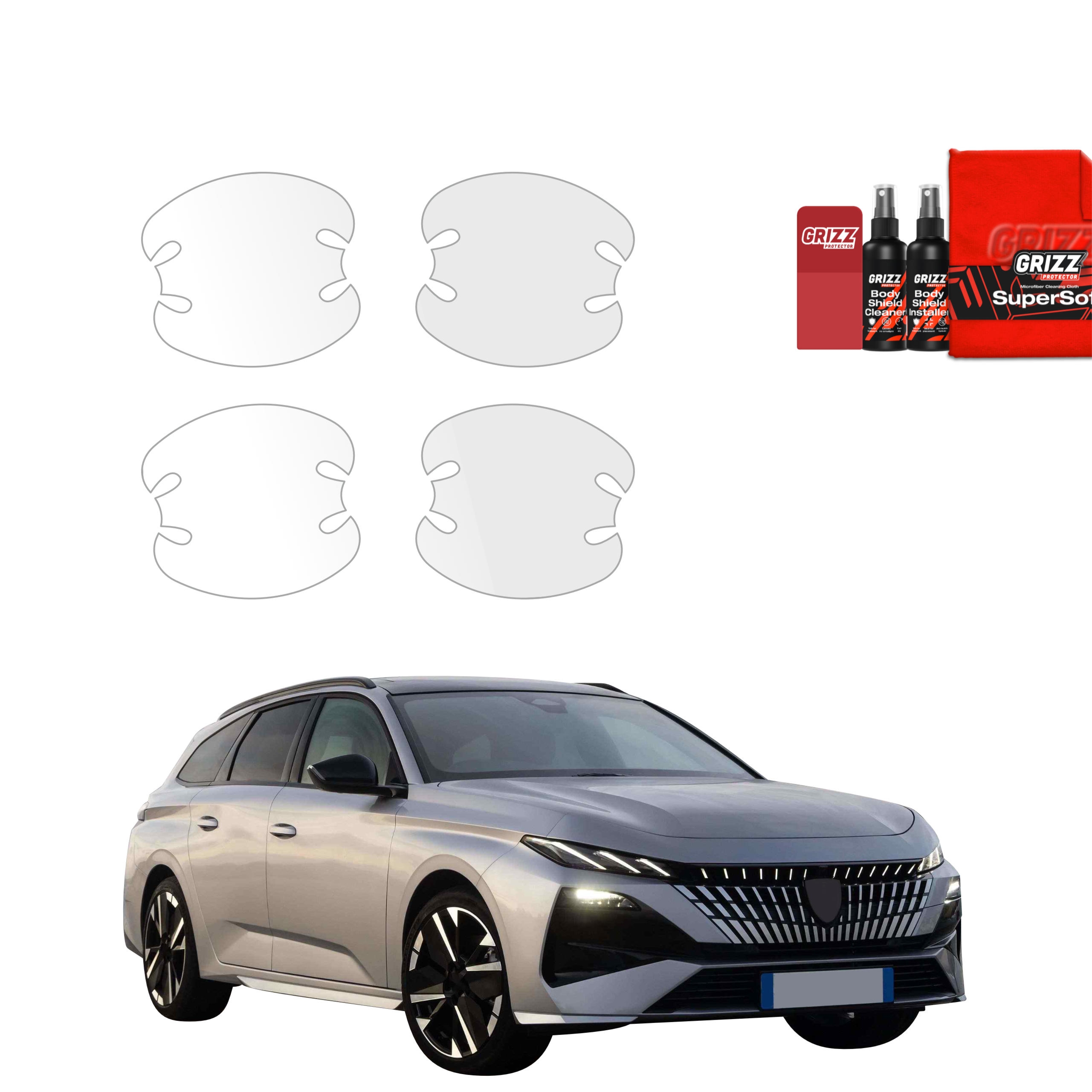 4w1 Bezbarwna folia ochronna Grizz Protector pod klamki Peugeot 308 SW (2026)