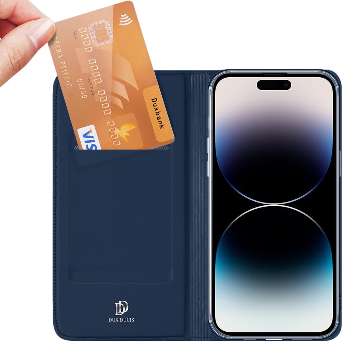 Image of Etui z klapką Dux Ducis Skin Pro do iPhone 15 Pro Max, granatowe