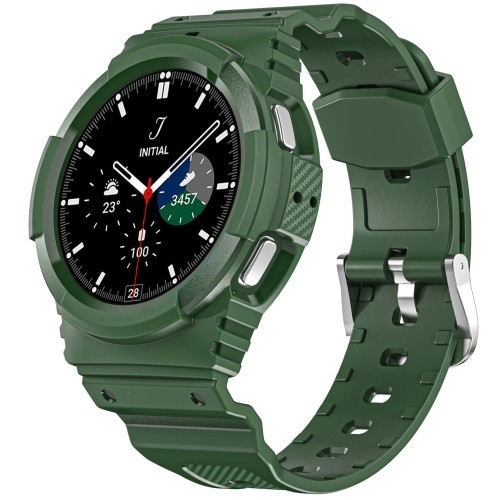 Image of Etui z paskiem Bizon Strap + Case Watch Action do Galaxy Watch 4 / 5 40 mm, ciemnozielone