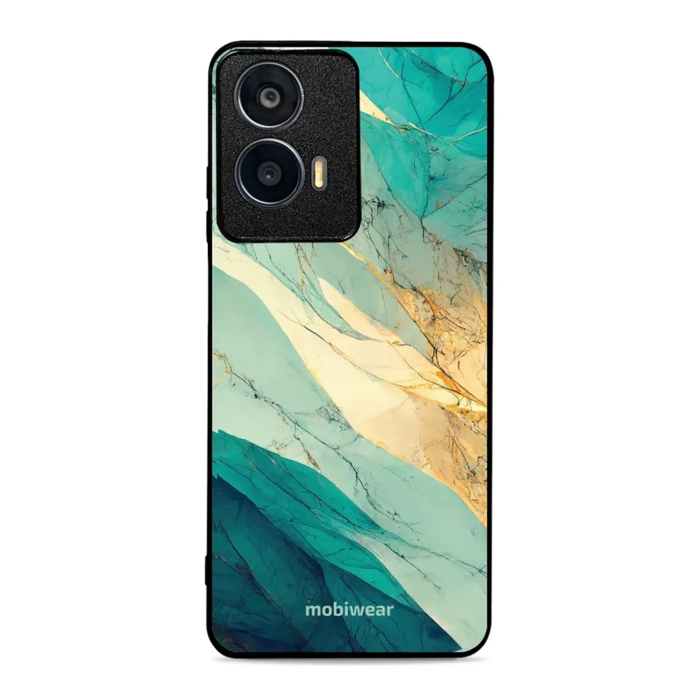 Etui ochronne do Motorola Moto E14, Mobiwear Glossy Case, turkusowy marmur