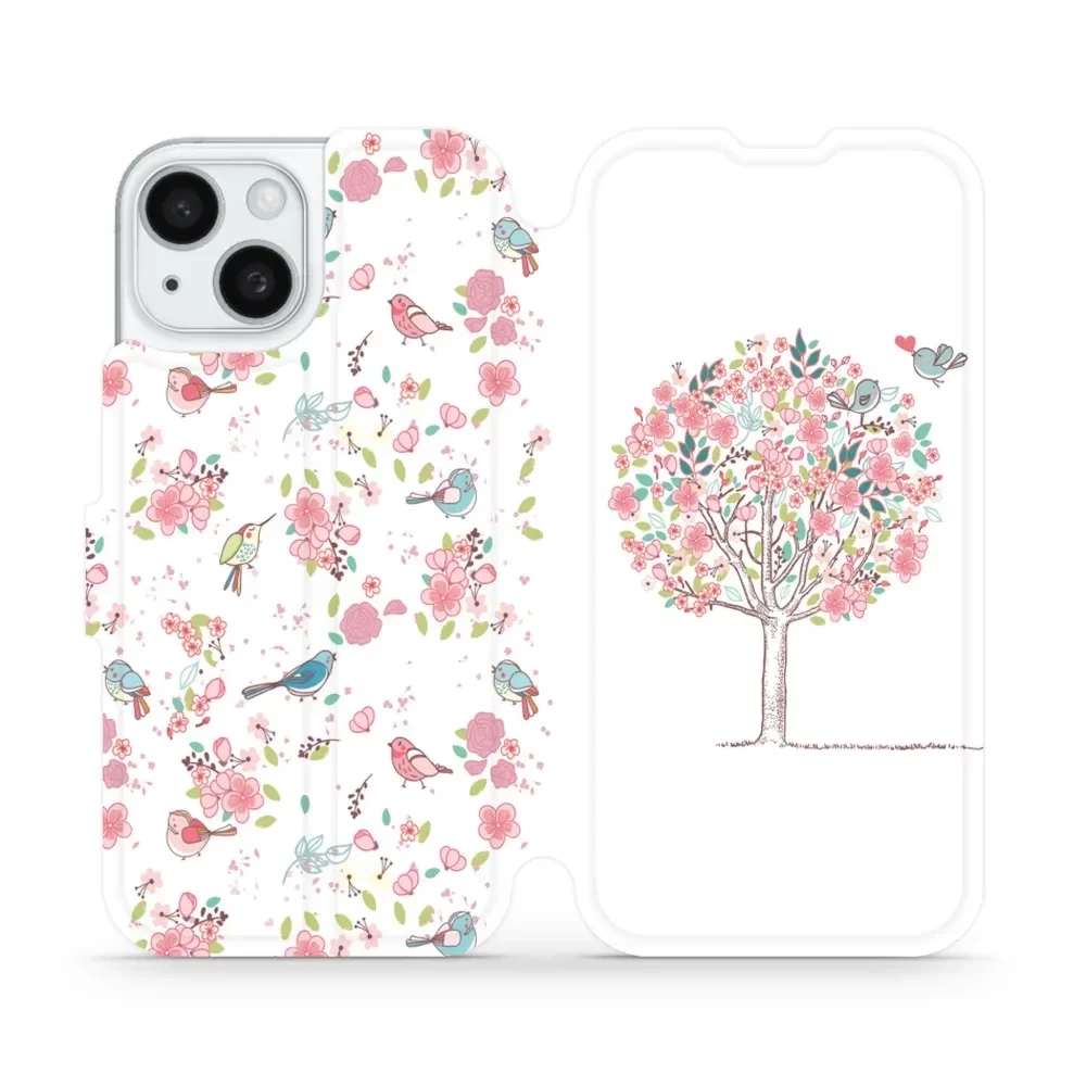 Etui z klapką do iPhone 15, Mobiwear Book, różowy gaj