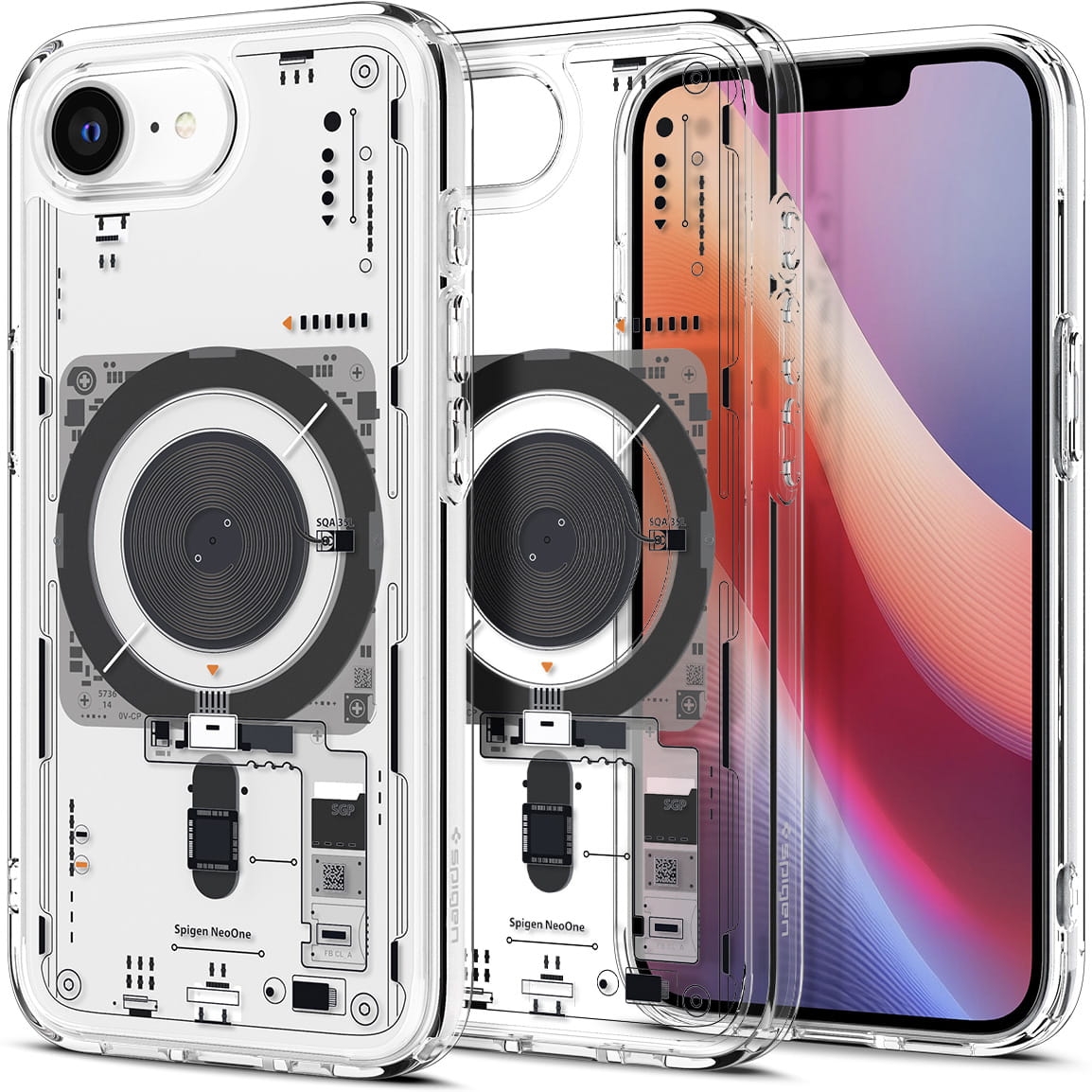 Image of Etui Spigen Ultra Hybrid Mag do MagSafe do iPhone 16e, przezroczysto-wzorzyste (Neo One)