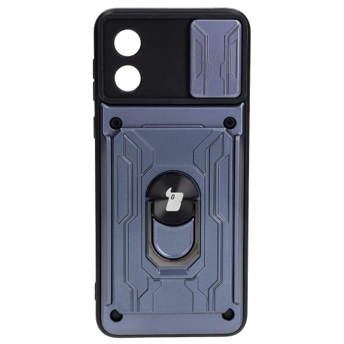 Image of Etui Bizon Case Camshield Card Slot Ring do Motorola Moto E13 5G, szare