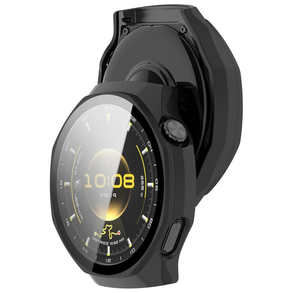Etui ze szkłem do zegarka Bizon Case Watch Adamo do Huawei Watch GT 7 Pro 46 mm, matowe czarne