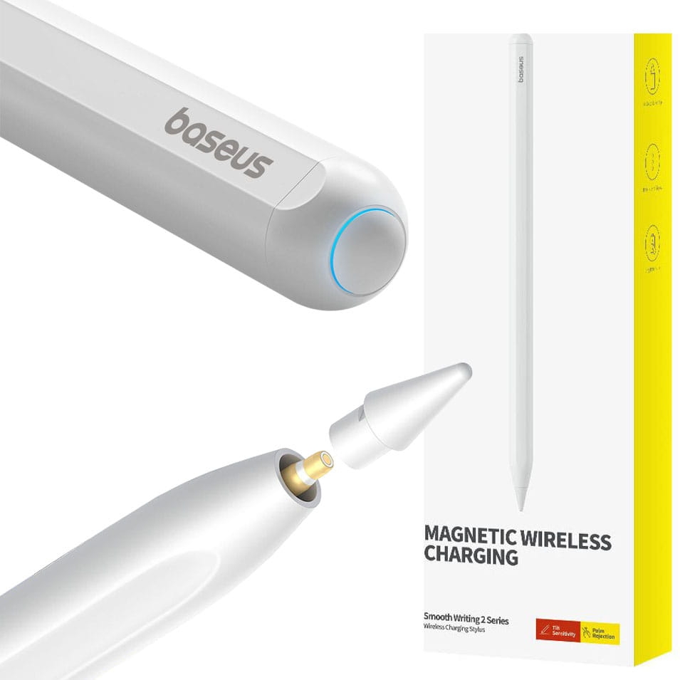 Image of OUTLET: Rysik Baseus Smooth Writing 2 Overseas z ładowaniem indukcyjnym do iPad / iPad Pro / iPad Air / Mini (2018-2022), biały