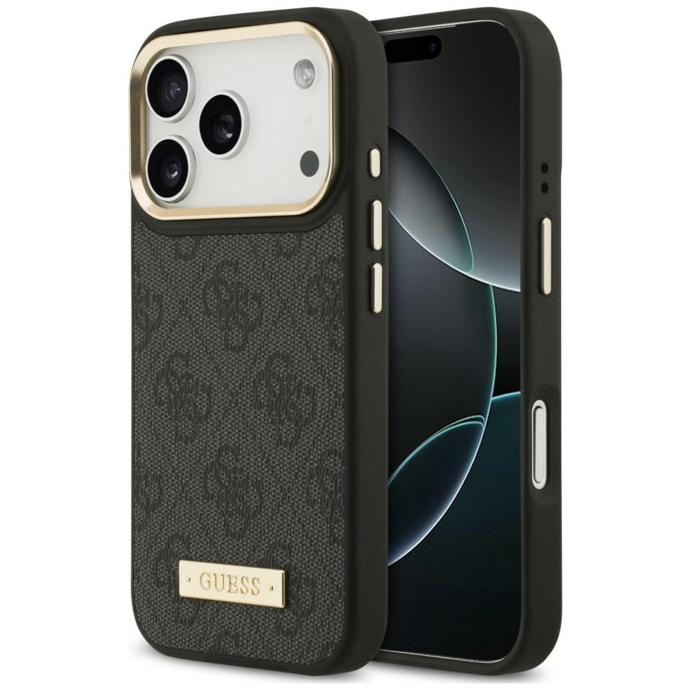 Etui Guess 4G Logo Plate do iPhone 18 Pro / 17 Pro, czarne