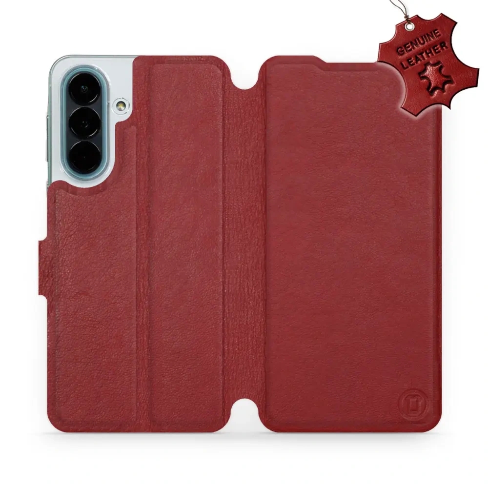 Etui z naturalnej skóry do Galaxy A27 5G, Mobiwear Leather, ciemno-czerwone
