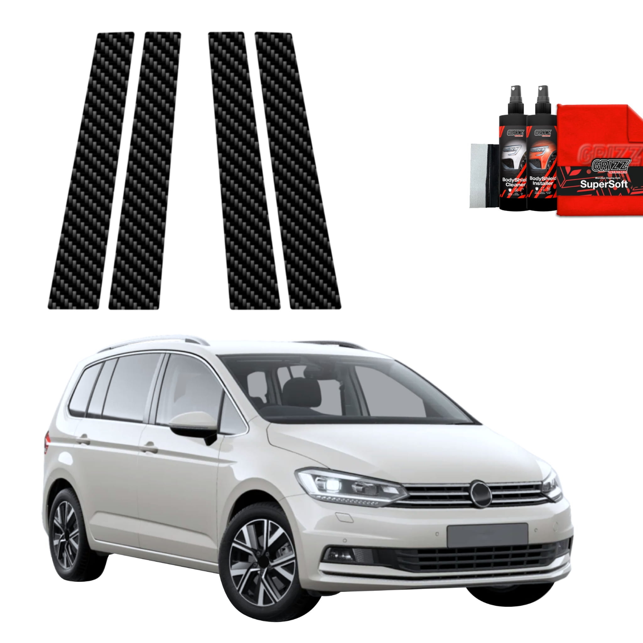 4w1 Folia karbonowa Grizz Protector na słupki do Volkswagen VW Touran (2024-2026)