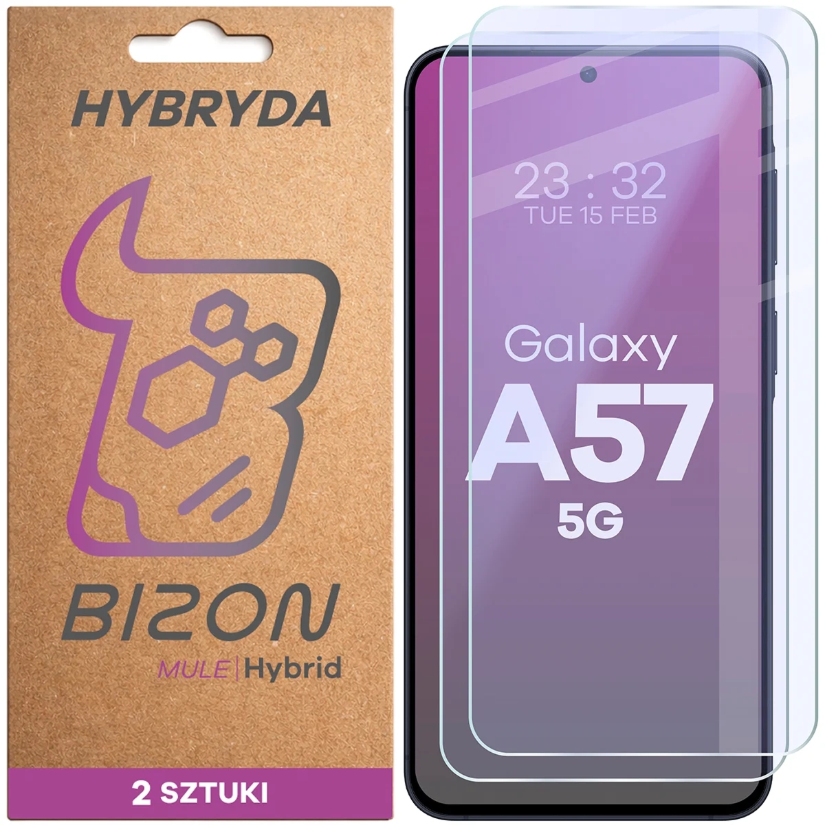 Elastyczne szkło hybrydowe Bizon Hybrid Mule Duo do Galaxy A57 5G, 2 sztuki