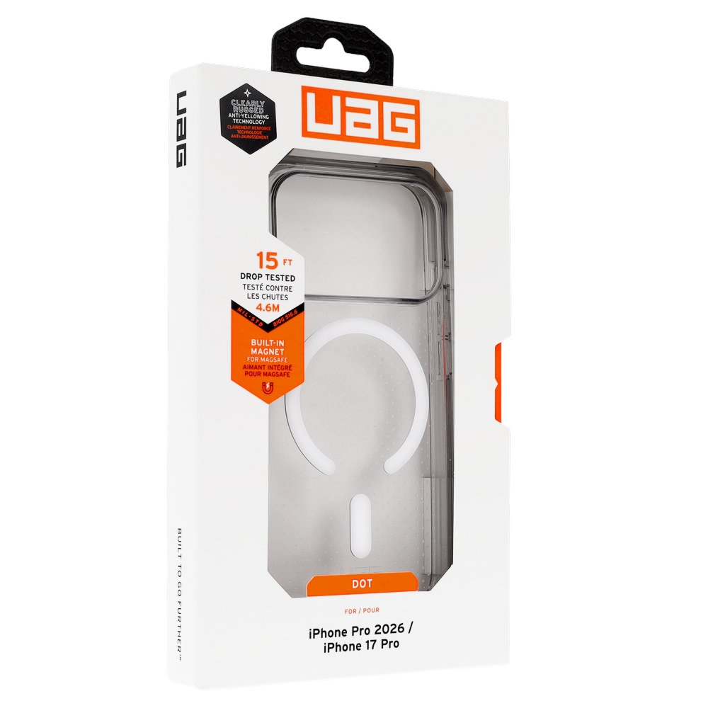 Etui pancerne UAG Dot Magnetic do MagSafe do iPhone 18 Pro / 17 Pro, półprzezroczyste