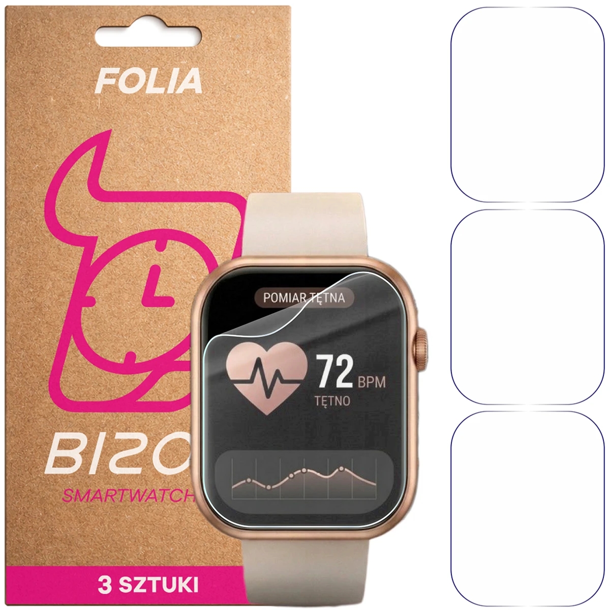 Folia ochronna na ekran zegarka Bizon Watch Film HydroFlex do Vess K7Pro, 3 sztuki