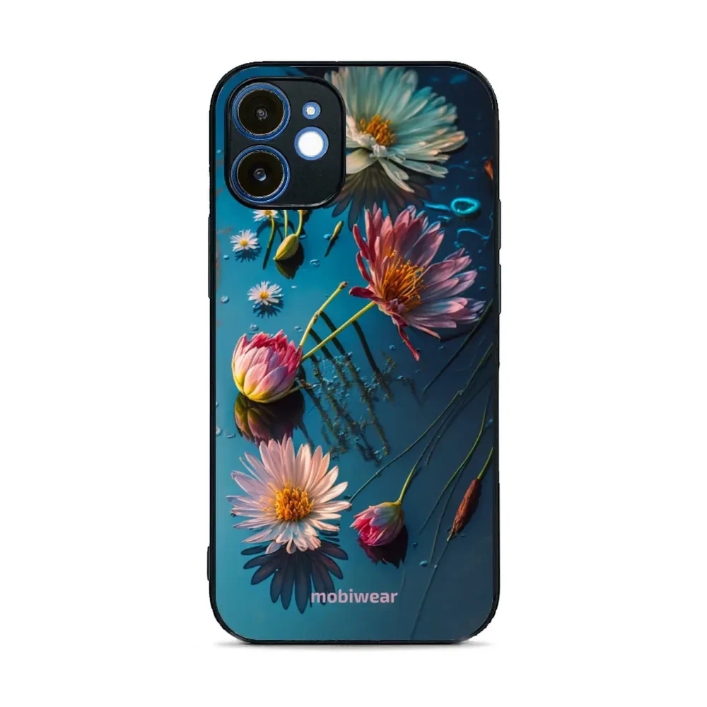 OUTLET: Etui ochronne do iPhone 12, Mobiwear Glossy Case, niebiesko-kwieciste