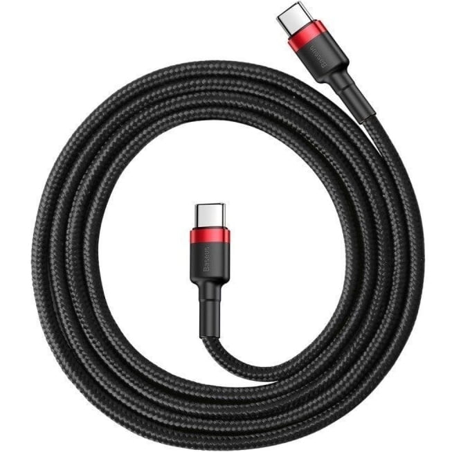 Kabel Baseus Cafule 60W 3A USB-C do USB-C 1m, czarno-czerwony
