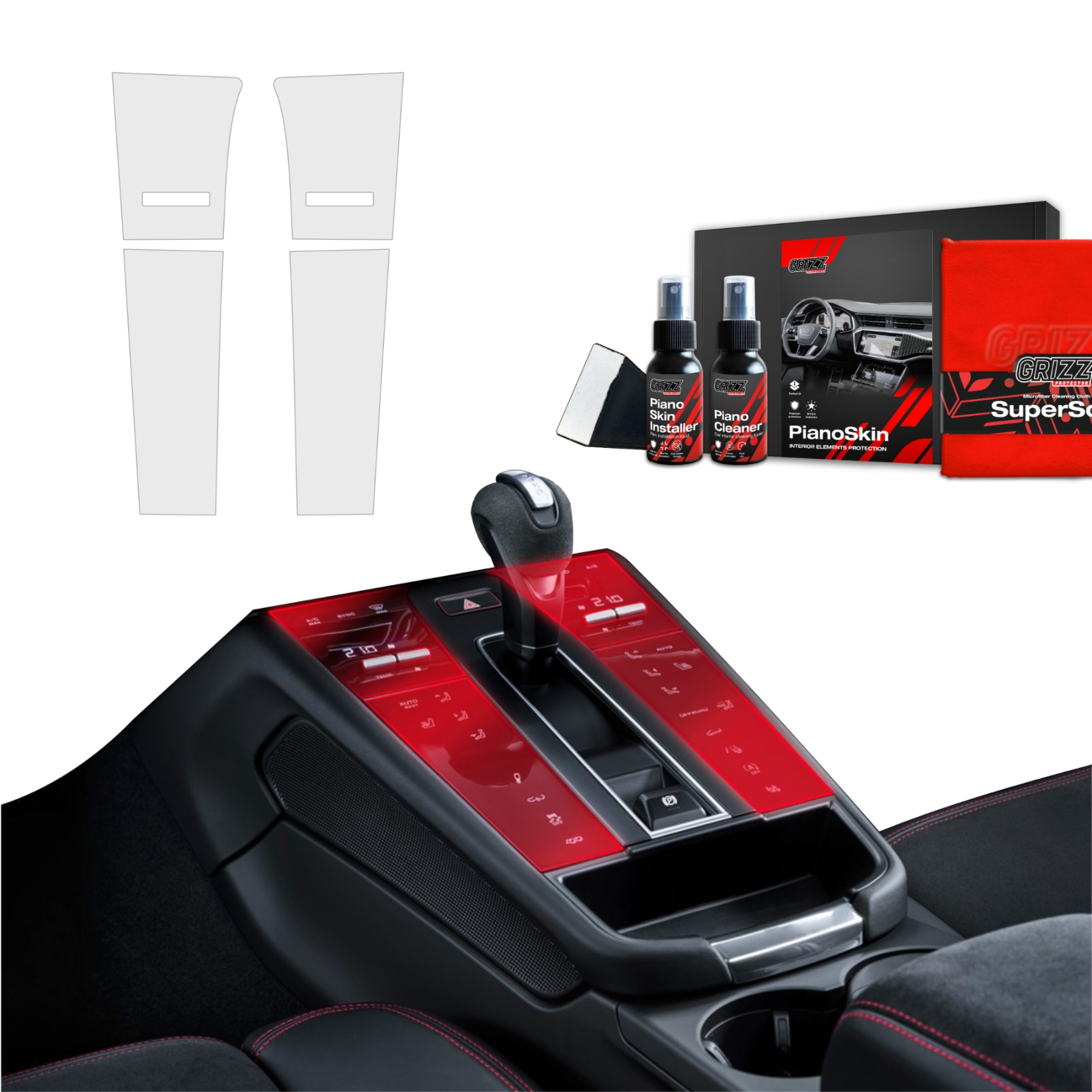 4w1 Grizz Protector folia ochronna do wnętrza Porsche Macan T (2021-2024) Antyodciskowa PianoSkin