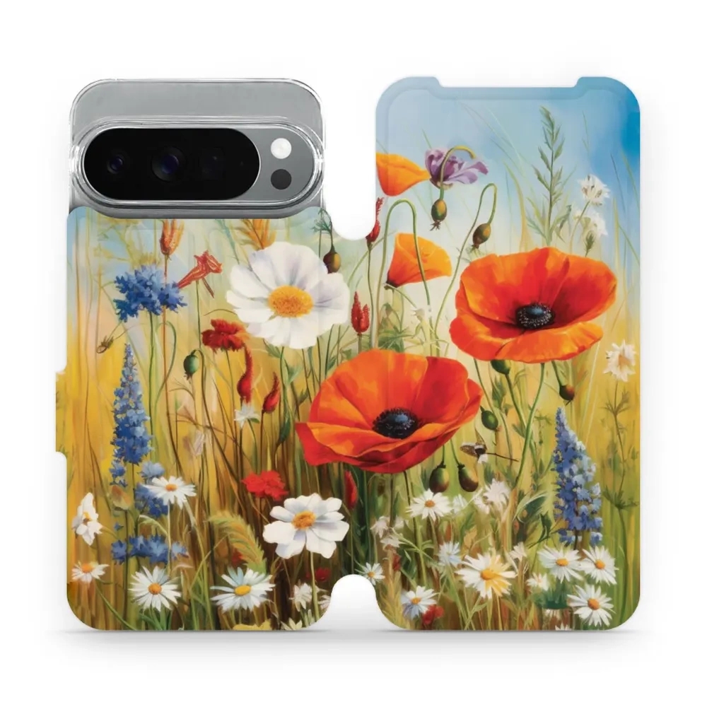 Etui z klapką do Google Pixel 10 Pro XL, Mobiwear Book, łąkowe kwiaty