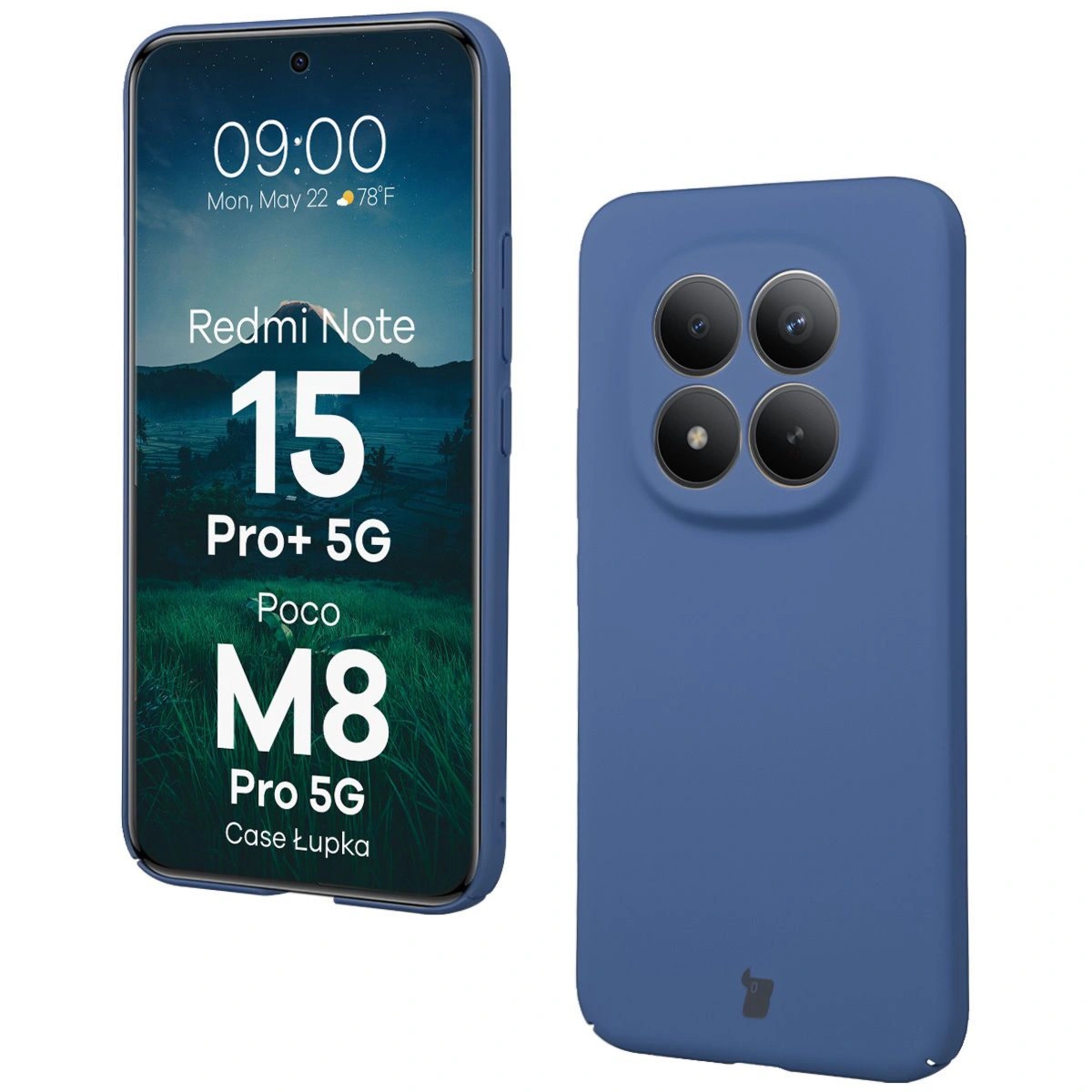 Etui Bizon Case Łupka do Xiaomi Redmi Note 15 Pro Plus 5G / POCO M8 Pro 5G, niebieskie