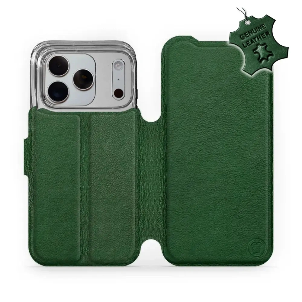 Etui z naturalnej skóry do iPhone 18 Pro, Mobiwear Leather, zielone