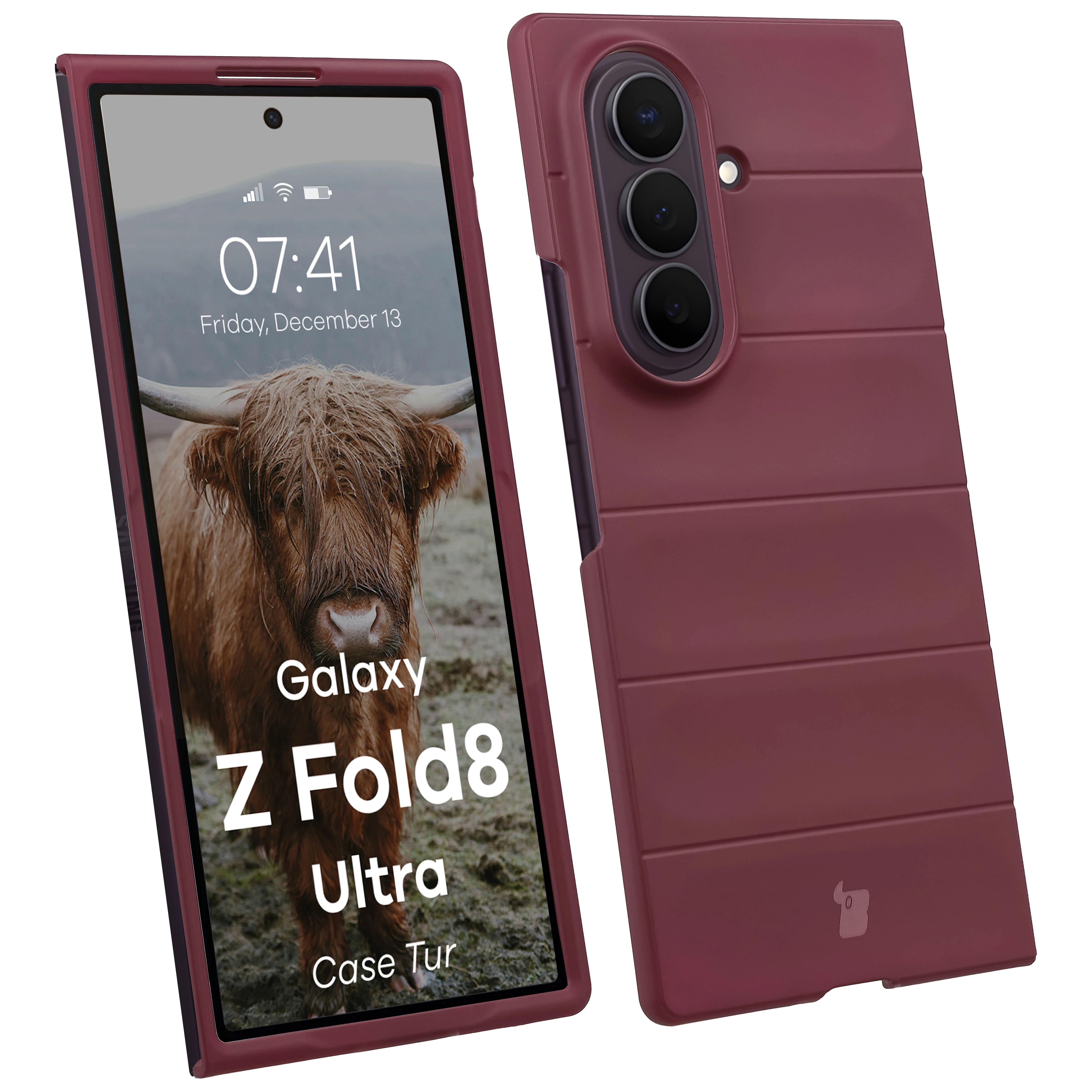 Pancerne etui Bizon Case Tur do Galaxy Z Fold8 Ultra, burgundowe