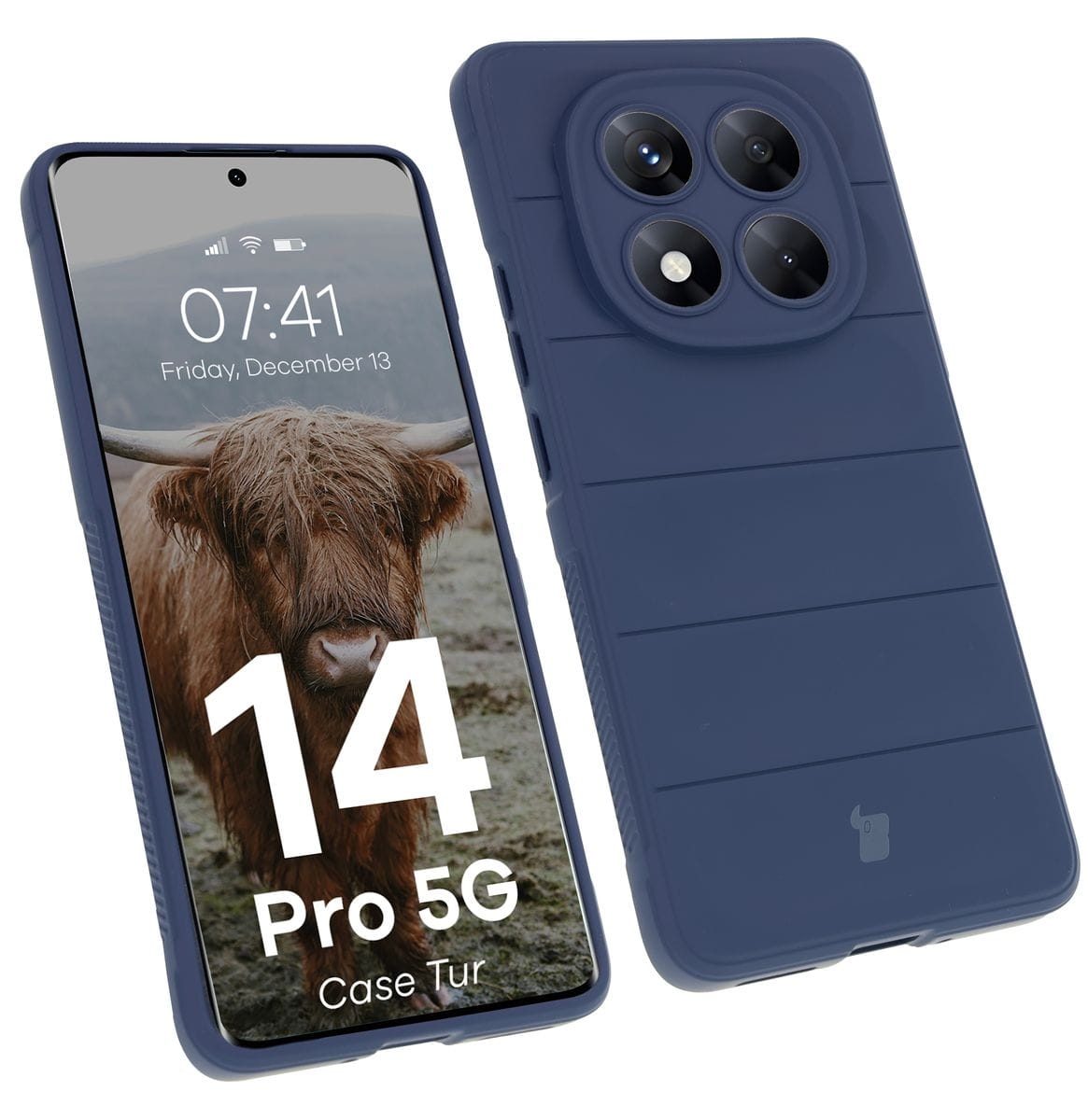 Image of Pancerne etui Bizon Case Tur do Xiaomi Redmi Note 14 Pro 5G / Poco X7, granatowe