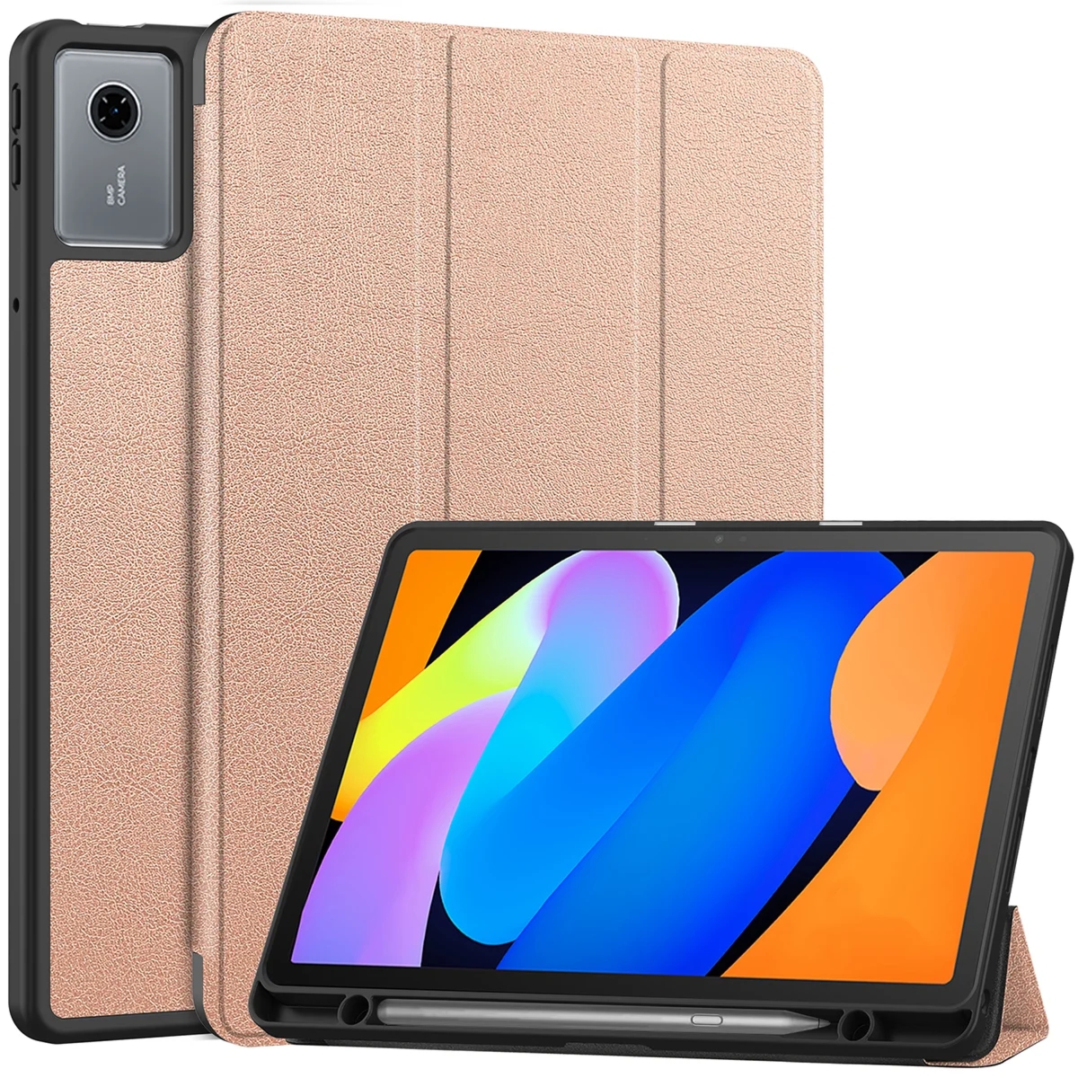 Etui z klapką Bizon Case Tab Lizard do Lenovo Idea Tab 11, różowozłote