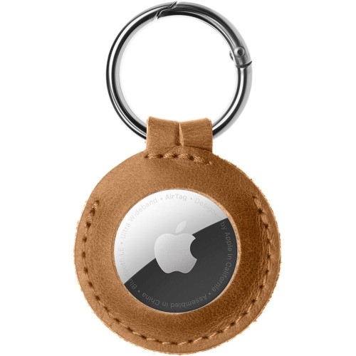 Image of Etui Fixed Leather Apple AirTag, brązowe