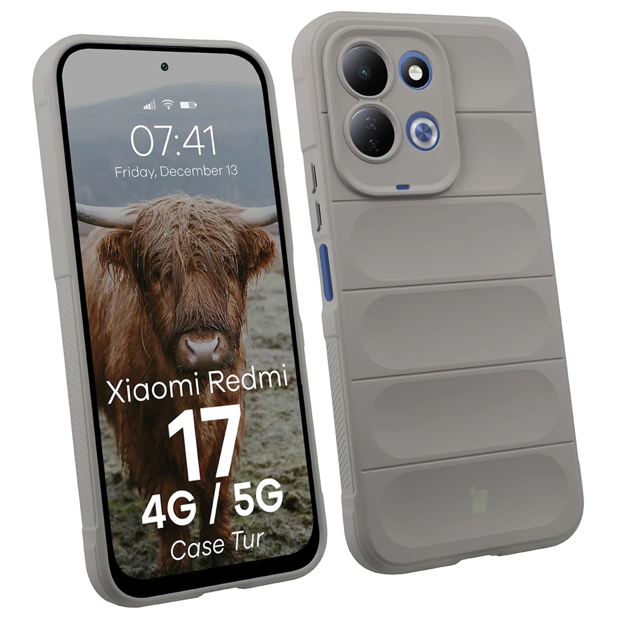 Pancerne etui Bizon Case Tur do Xiaomi Redmi 17 4G/5G, jasnoszare