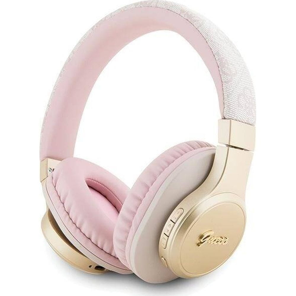 Image of Bezprzewodowe słuchawki nauszne Guess 4G Metal Logo Bluetooth, różowe