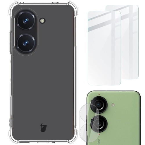 Image of Etui + 2x szkło + obiektyw Bizon Case Clear Pack do Asus Zenfone 10, przezroczyste