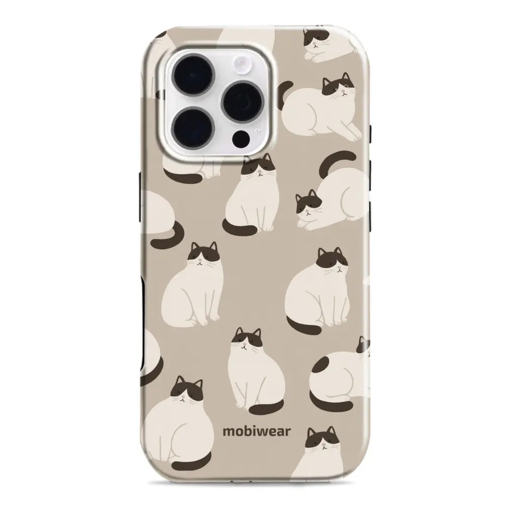 Etui ochronne do iPhone 16 Pro, Mobiwear Elite Pro, kawa miau