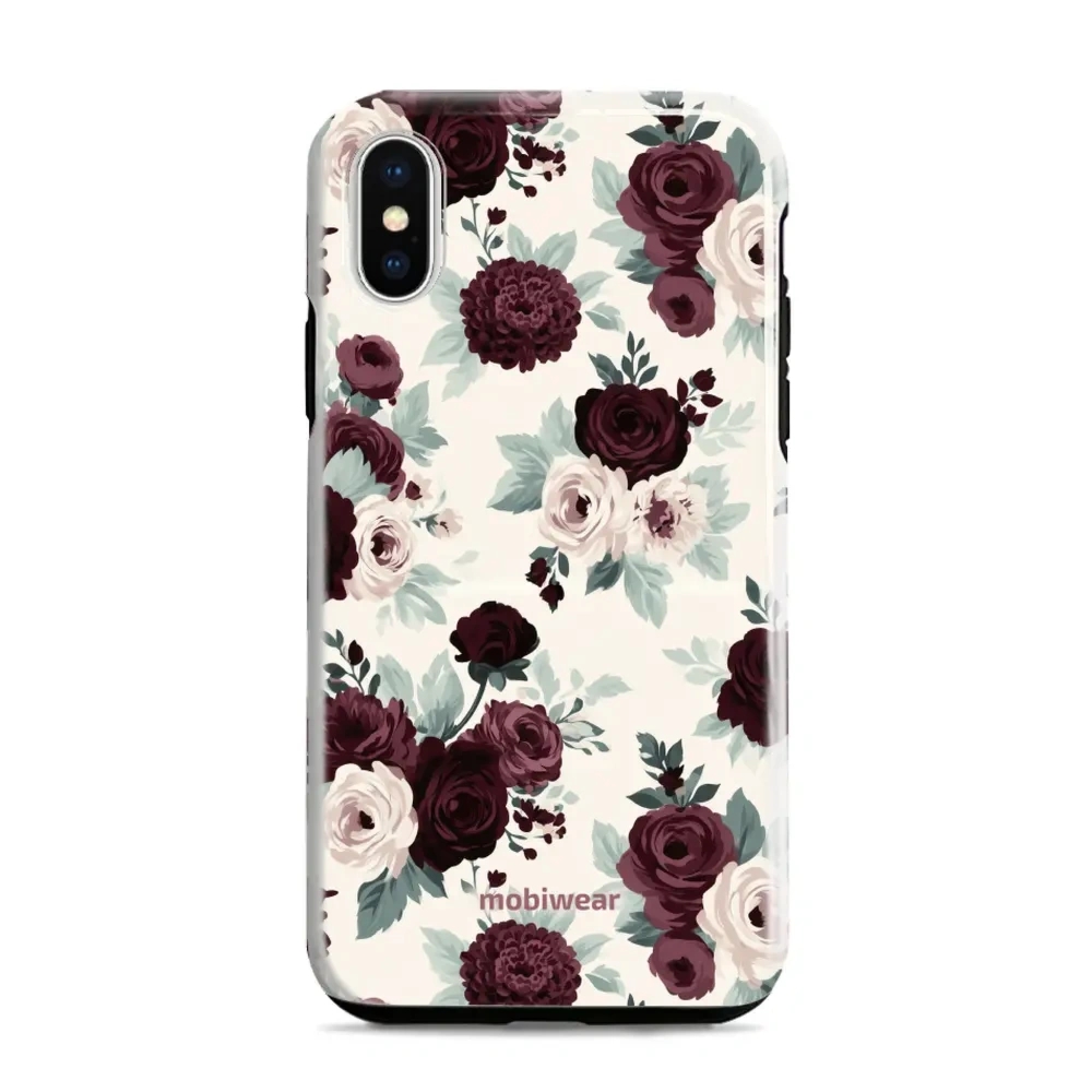 Etui ochronne do iPhone XR, Mobiwear Elite Pro, róże z szałwią na kremie