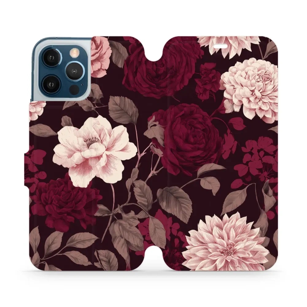 Etui z klapką do iPhone 12 Pro Max, Mobiwear Book, wino i dalie
