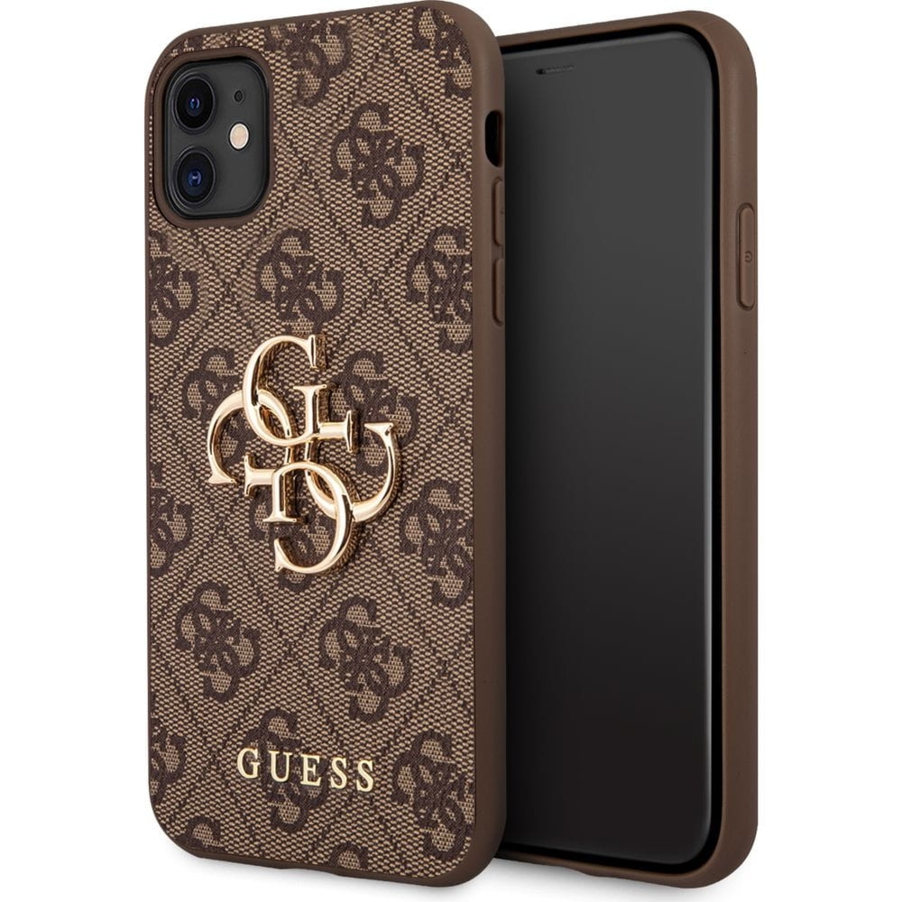 OUTLET: Etui Guess 4G Big Metal Logo do iPhone 11 / XR, brązowe