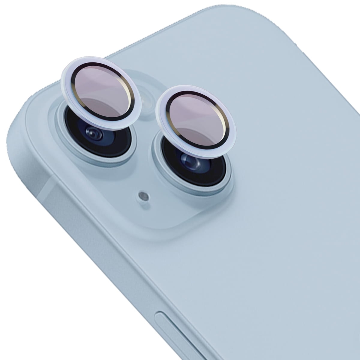 Szkło hartowane na aparat z aplikatorem Bizon Glass Snap Lens do iPhone 14/14 Plus, 1 zestaw, jasnoniebieska ramka