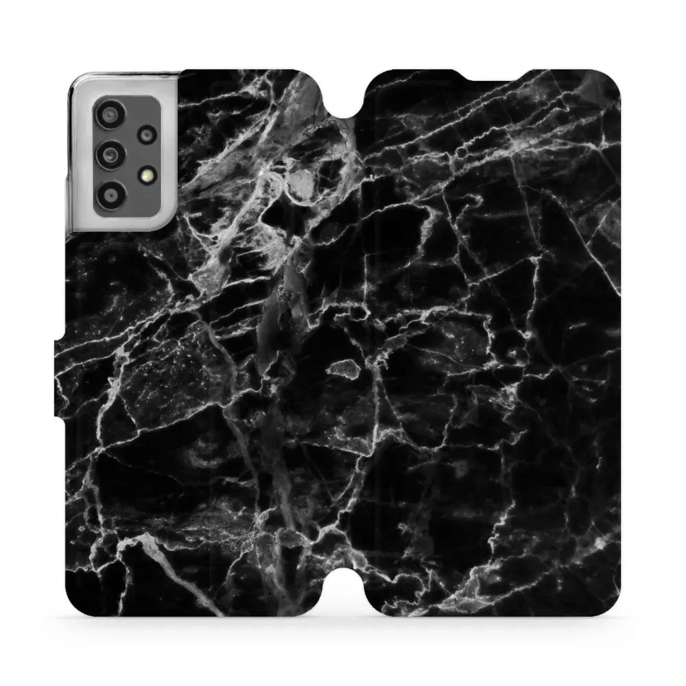 Etui z klapką do Galaxy A32 4G, Mobiwear Book, czarny marmur