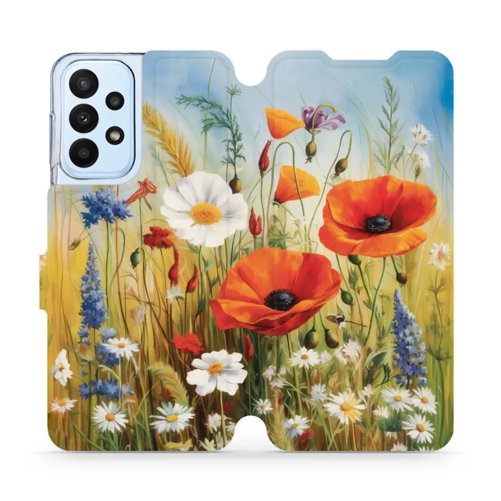 Image of Etui z klapką do Galaxy A23 4G, Mobiwear Book, łąkowe kwiaty