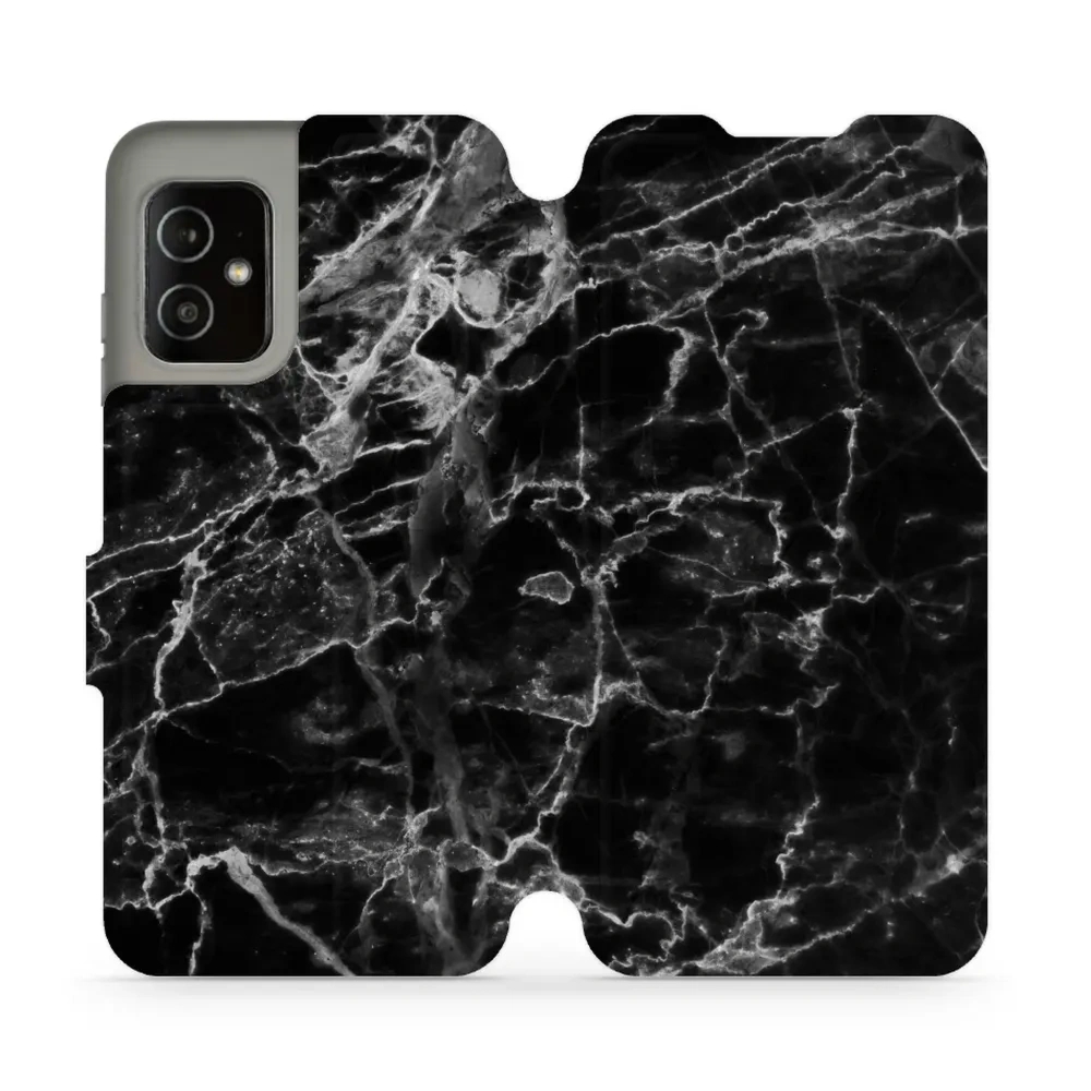 Etui z klapką do Asus Zenfone 8, Mobiwear Book, czarny marmur